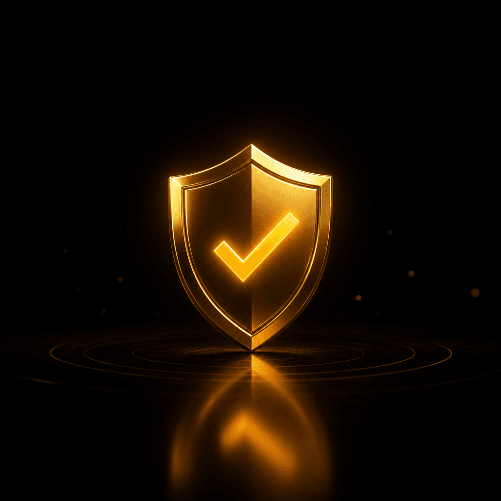Minimal logical access governance shield with verified checkmark